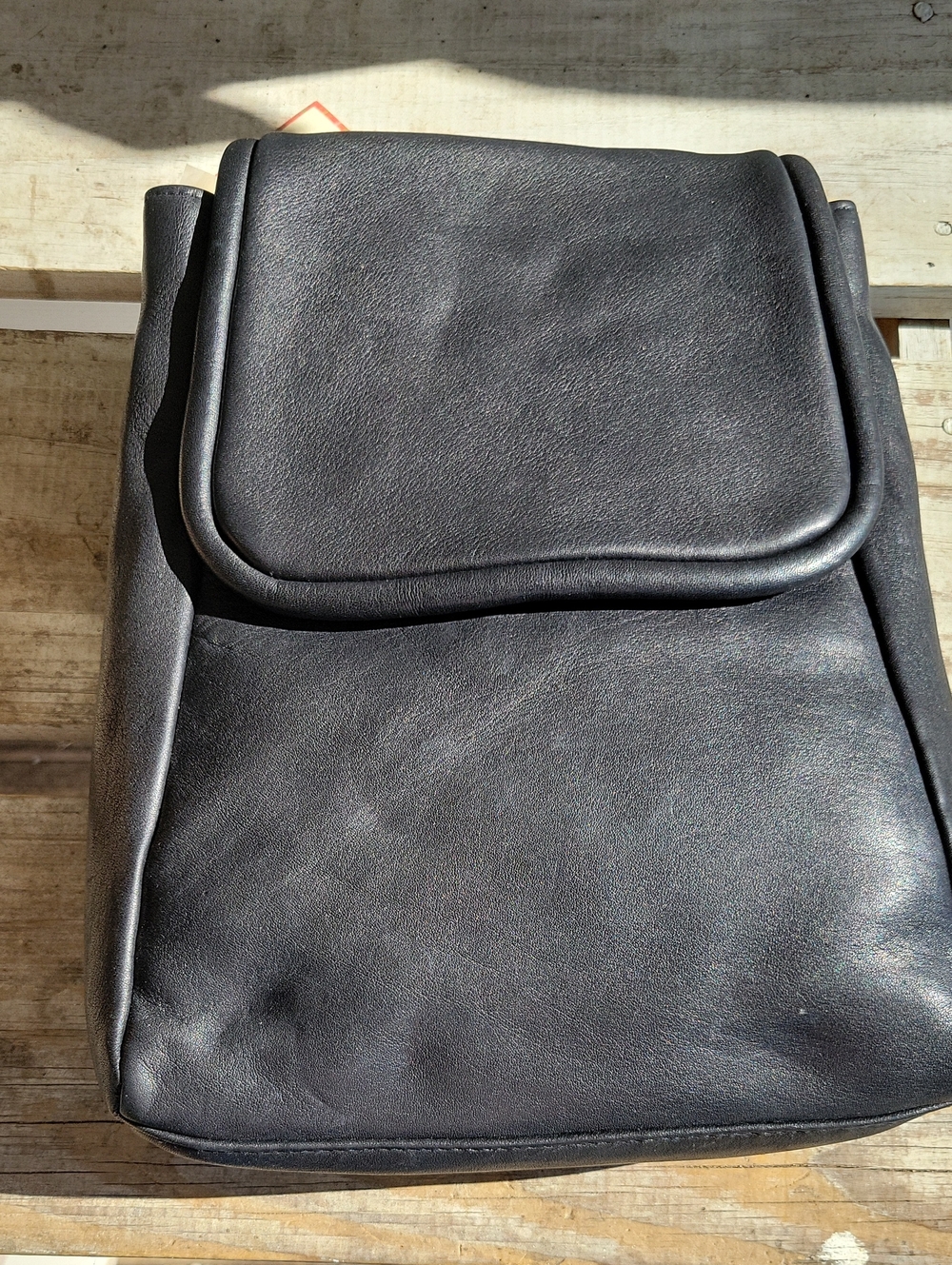 Tignanello Black Leather Backpack Purse Bag